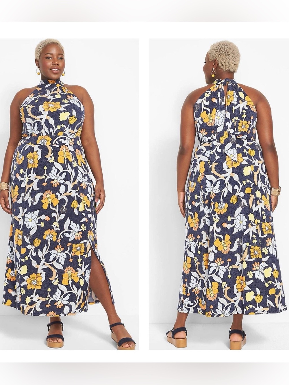 LANE BRYANT Women's Floral Tie-Halter Sleeveless Maxi Dress 18/20 NWT